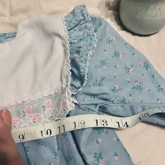 1970s calico cornflower blue dress above knee back to school on the prairie - Picture 4 of 9